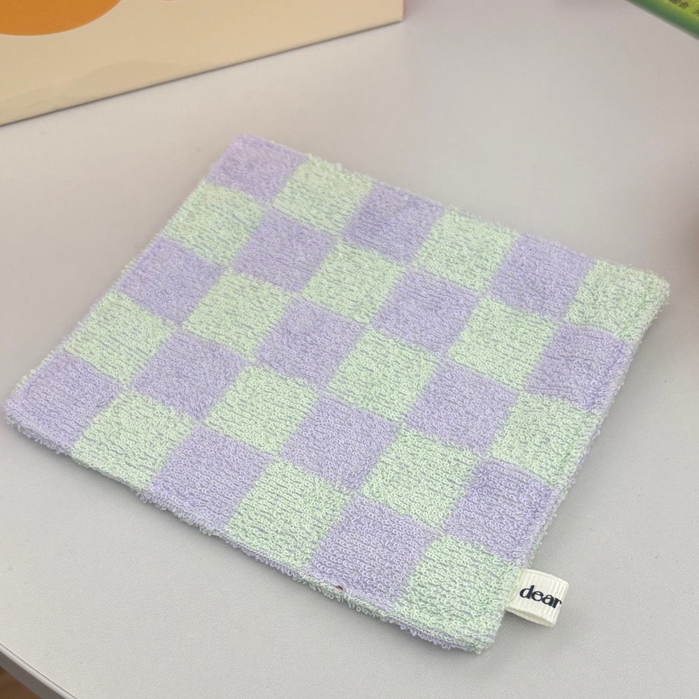 Checkered Kids Washcloth - Purple and Green